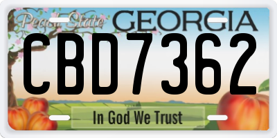 GA license plate CBD7362