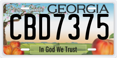 GA license plate CBD7375