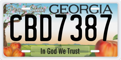 GA license plate CBD7387