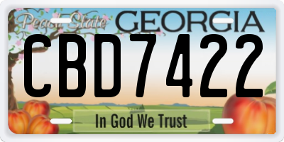 GA license plate CBD7422