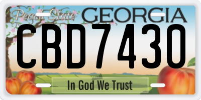 GA license plate CBD7430