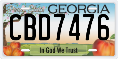 GA license plate CBD7476