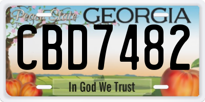 GA license plate CBD7482