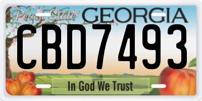 GA license plate CBD7493