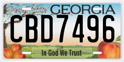 GA license plate CBD7496