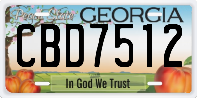 GA license plate CBD7512