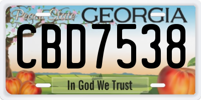 GA license plate CBD7538
