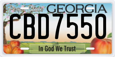 GA license plate CBD7550