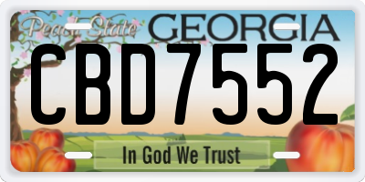 GA license plate CBD7552