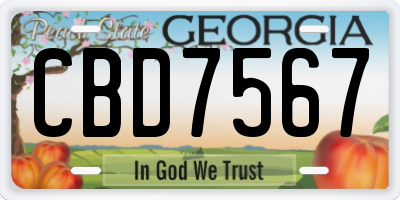 GA license plate CBD7567