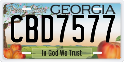 GA license plate CBD7577