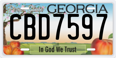 GA license plate CBD7597