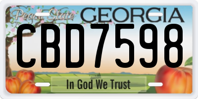 GA license plate CBD7598