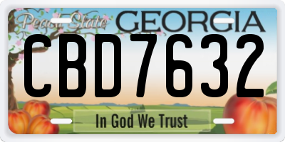 GA license plate CBD7632