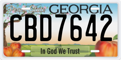 GA license plate CBD7642