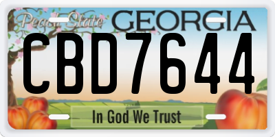 GA license plate CBD7644