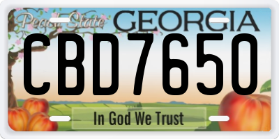 GA license plate CBD7650