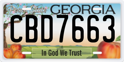 GA license plate CBD7663