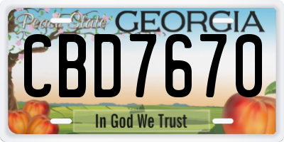 GA license plate CBD7670