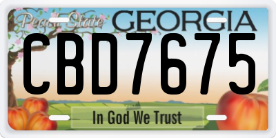 GA license plate CBD7675