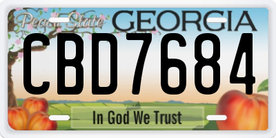 GA license plate CBD7684