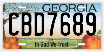GA license plate CBD7689