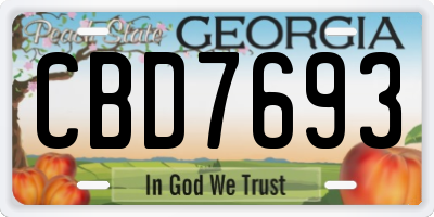 GA license plate CBD7693