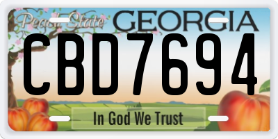 GA license plate CBD7694