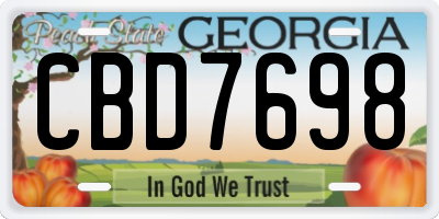 GA license plate CBD7698