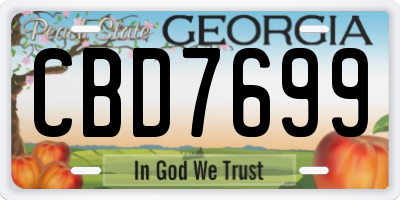 GA license plate CBD7699
