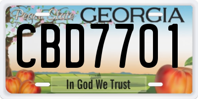 GA license plate CBD7701