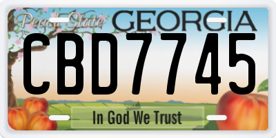 GA license plate CBD7745