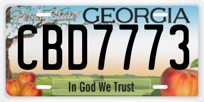 GA license plate CBD7773