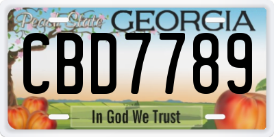 GA license plate CBD7789