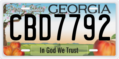 GA license plate CBD7792