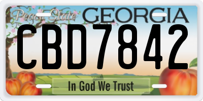 GA license plate CBD7842