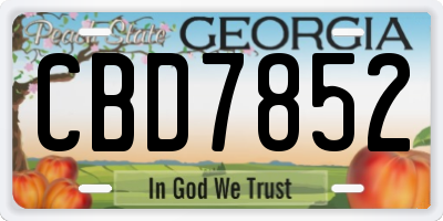 GA license plate CBD7852