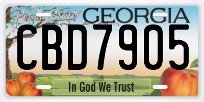 GA license plate CBD7905