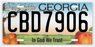 GA license plate CBD7906