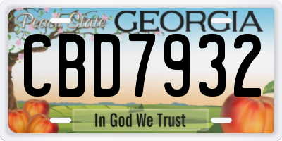 GA license plate CBD7932