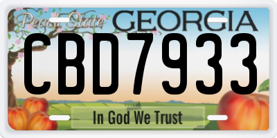 GA license plate CBD7933