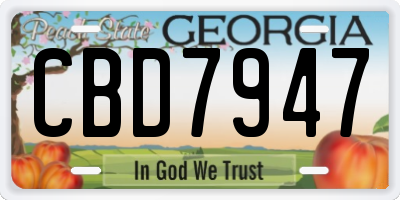 GA license plate CBD7947