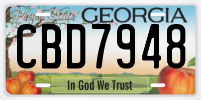 GA license plate CBD7948