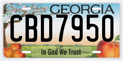 GA license plate CBD7950