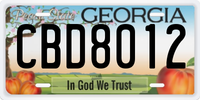 GA license plate CBD8012