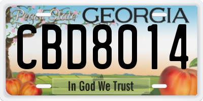 GA license plate CBD8014