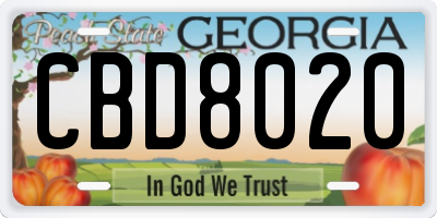 GA license plate CBD8020