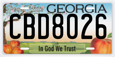 GA license plate CBD8026