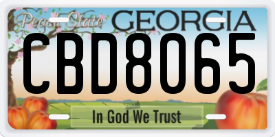 GA license plate CBD8065