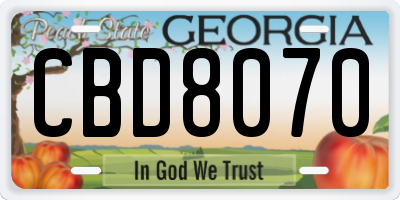 GA license plate CBD8070